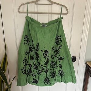 Green Floral Women's Skirt